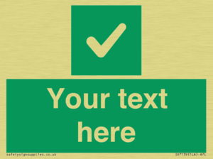 Custom green background, green square with tick sign